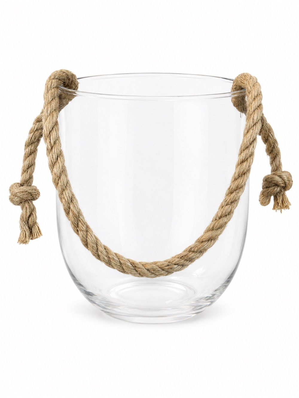 Large Nautical Vase Hurricane Candle Holder Jar Sand Shells Rope Coastal Glass